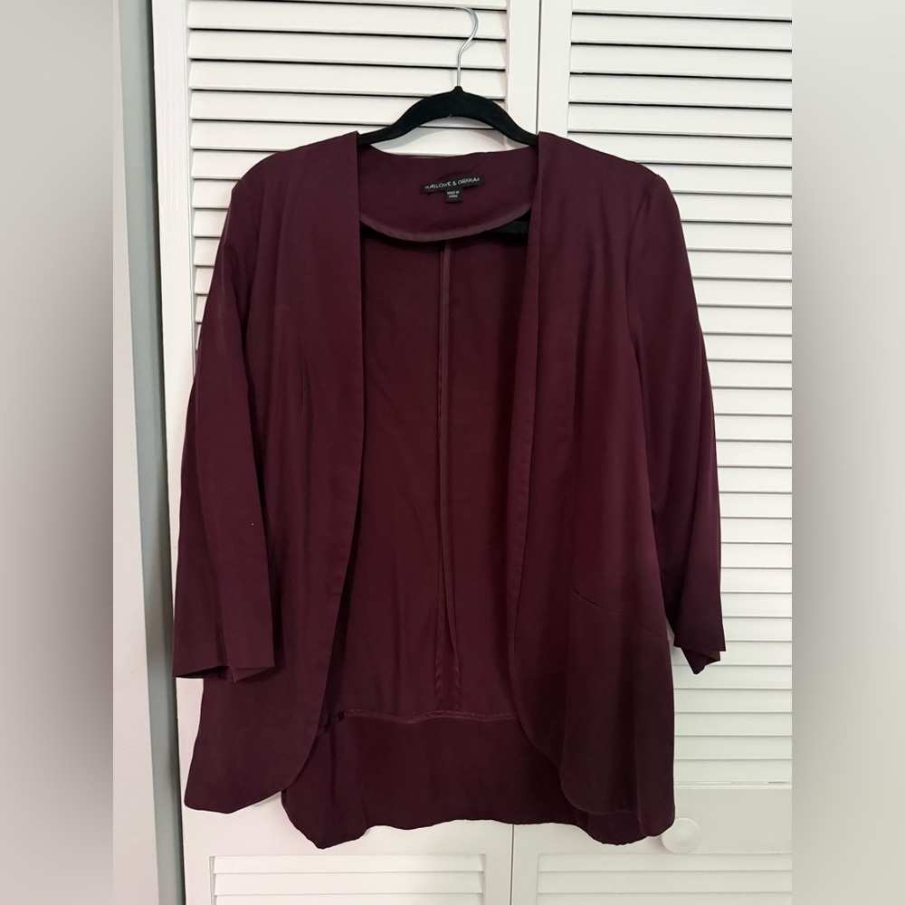 Halogen Deep Burgundy Open-Front Blazer